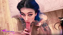 Step-Sister Blowjob Big Cock and Cum on Mouth after Selfie - Flame Jade